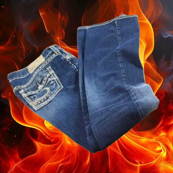 Silver Aiko Dark Blue Wash Mid Boot Styling Jeans, Size 29x35 - Picture 1 of 6